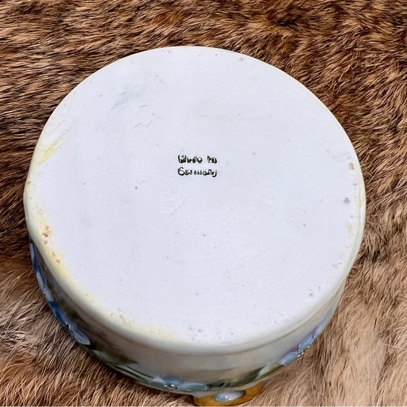 Small Germany Handpainted Iridescent Porcelain Floral Dish Bowl 1.75x2.75” - Picture 5 of 8